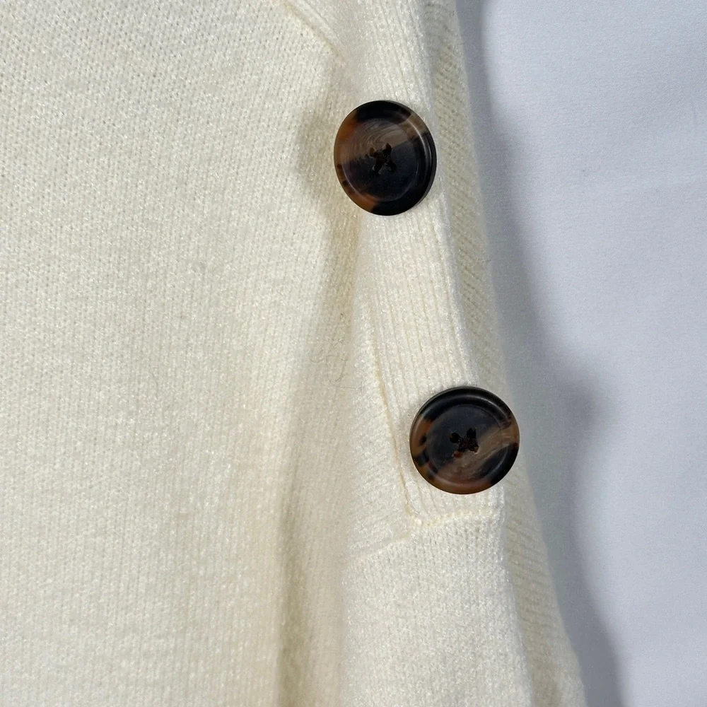 By Anthropologie cozy essential ribbed mock neck button shoulder knit sweater XL - Picture 7 of 14